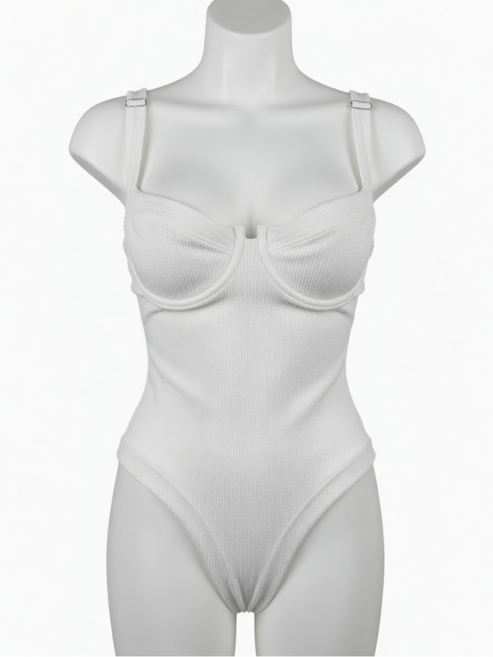 ELVE SWIM Textured White One-Piece Swimsuit